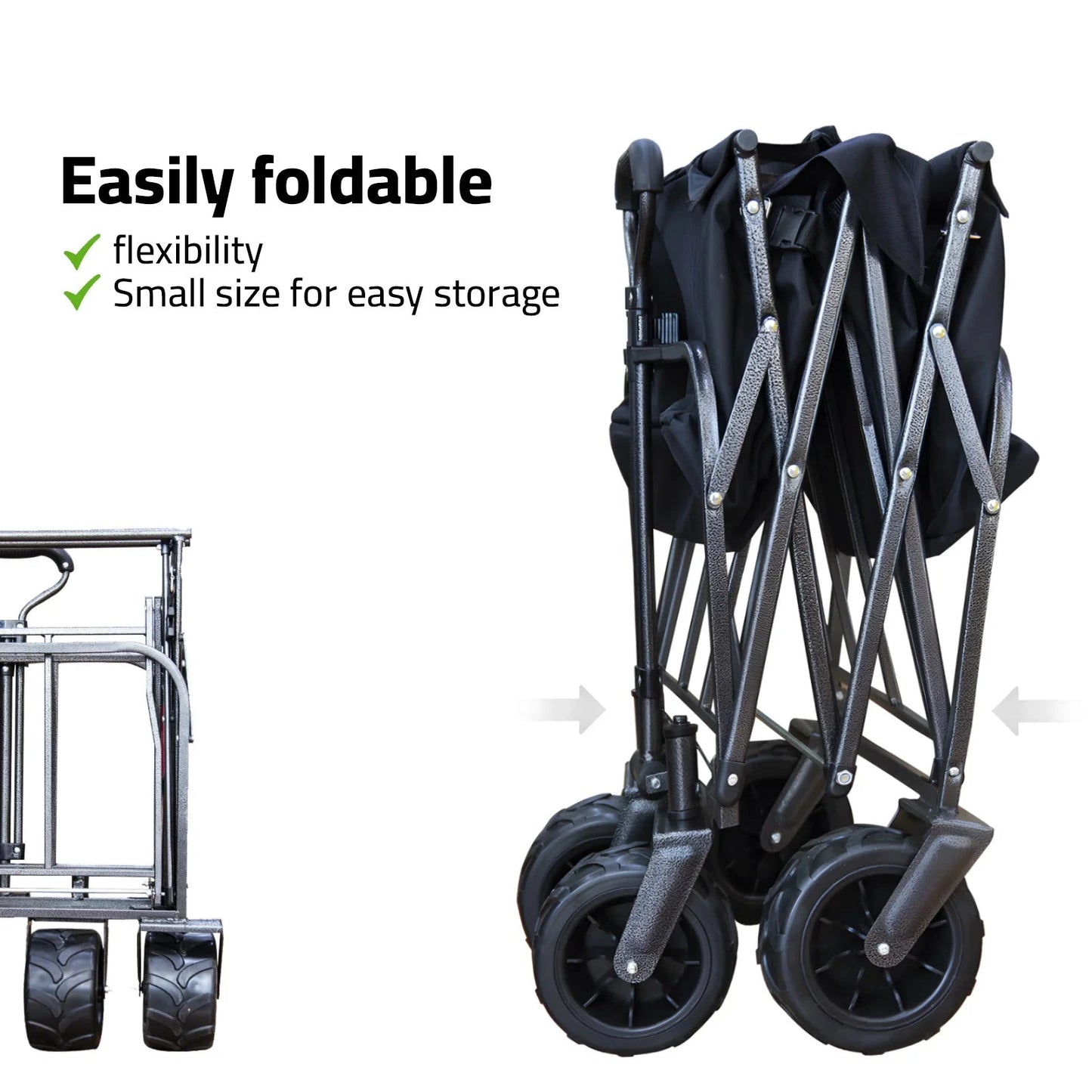 80KG Foldable Outdoor Heavy Duty Trolley with Adjustable Handle - Black