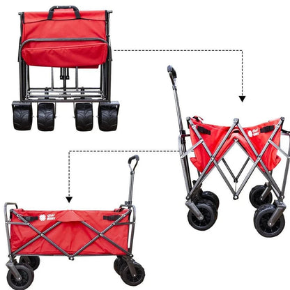 80KG Outdoor Garden Trolley with Heavy Duty Wheels Red