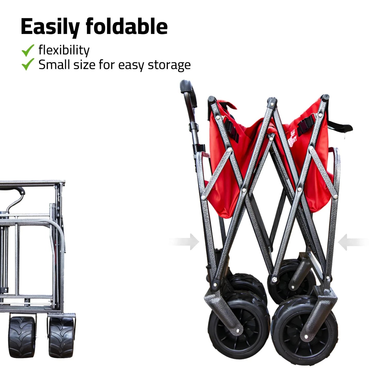 80KG Outdoor Garden Trolley with Heavy Duty Wheels Red