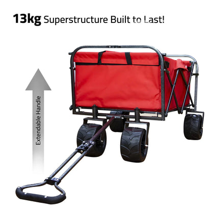 80KG Outdoor Garden Trolley with Heavy Duty Wheels Red