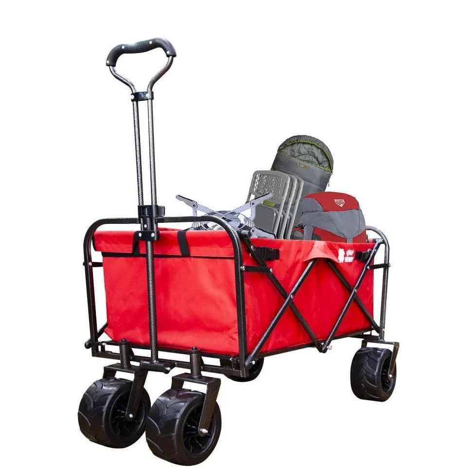 80KG Outdoor Garden Trolley with Heavy Duty Wheels Red