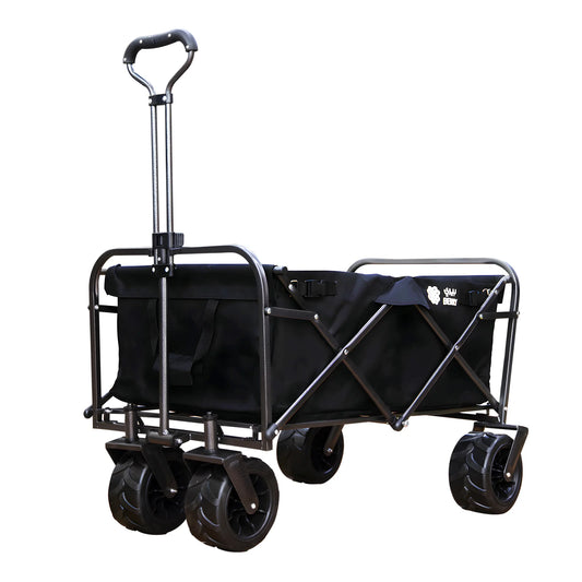 80KG Foldable Outdoor Heavy Duty Trolley with Adjustable Handle - Black