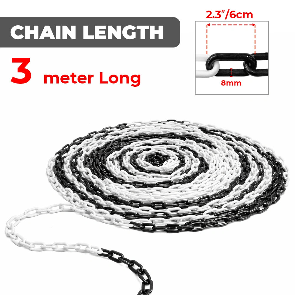 Coiled chain with measurement details on a white background