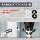 Product showing two attachment methods with text indicating ease of attachment.
