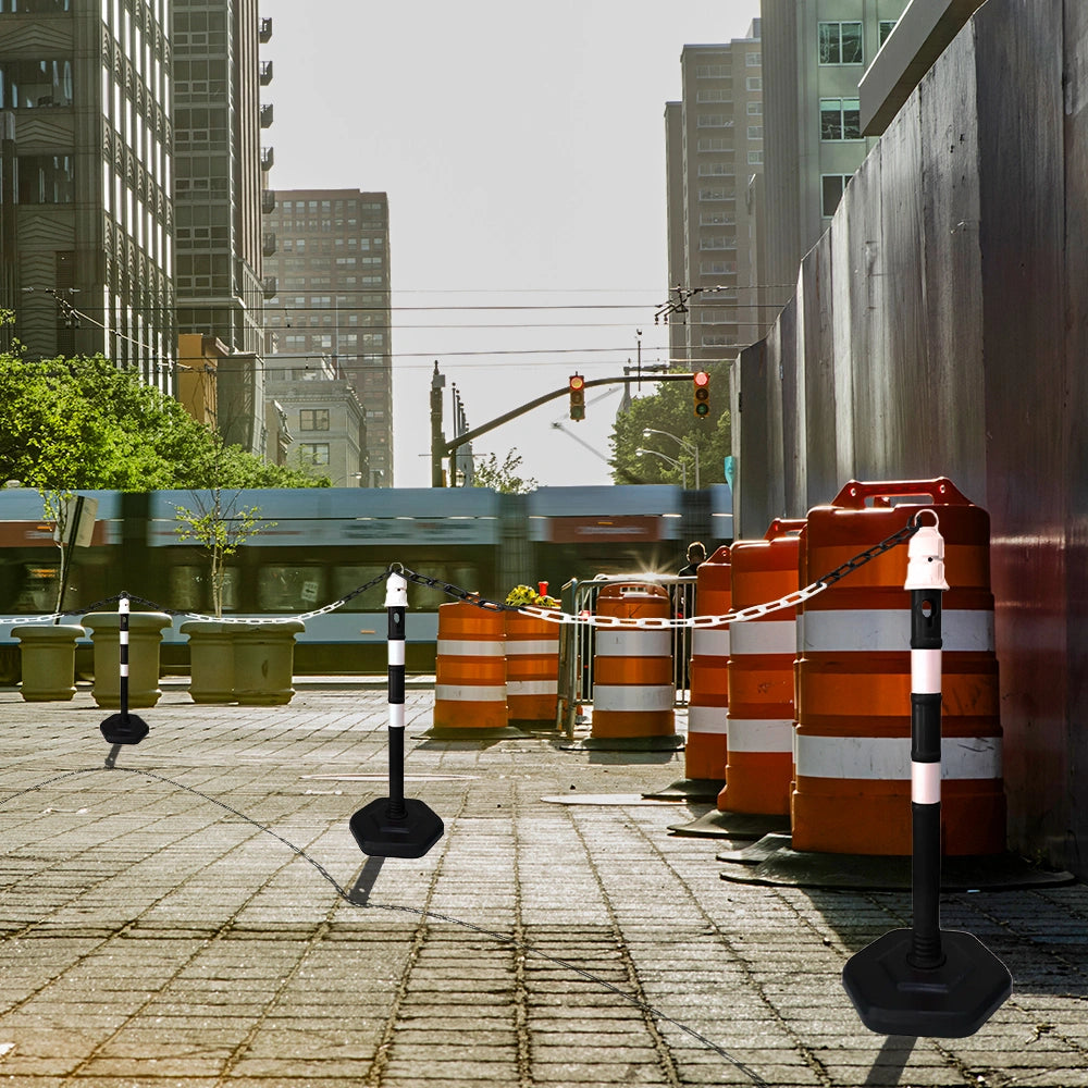 Red and white chain fence on a white background