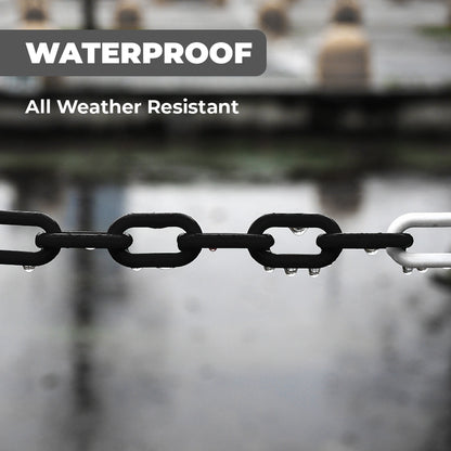 Chain with water droplets on a blurred background 