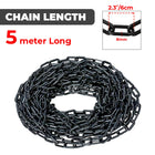 Black chain with measurement details on a white background