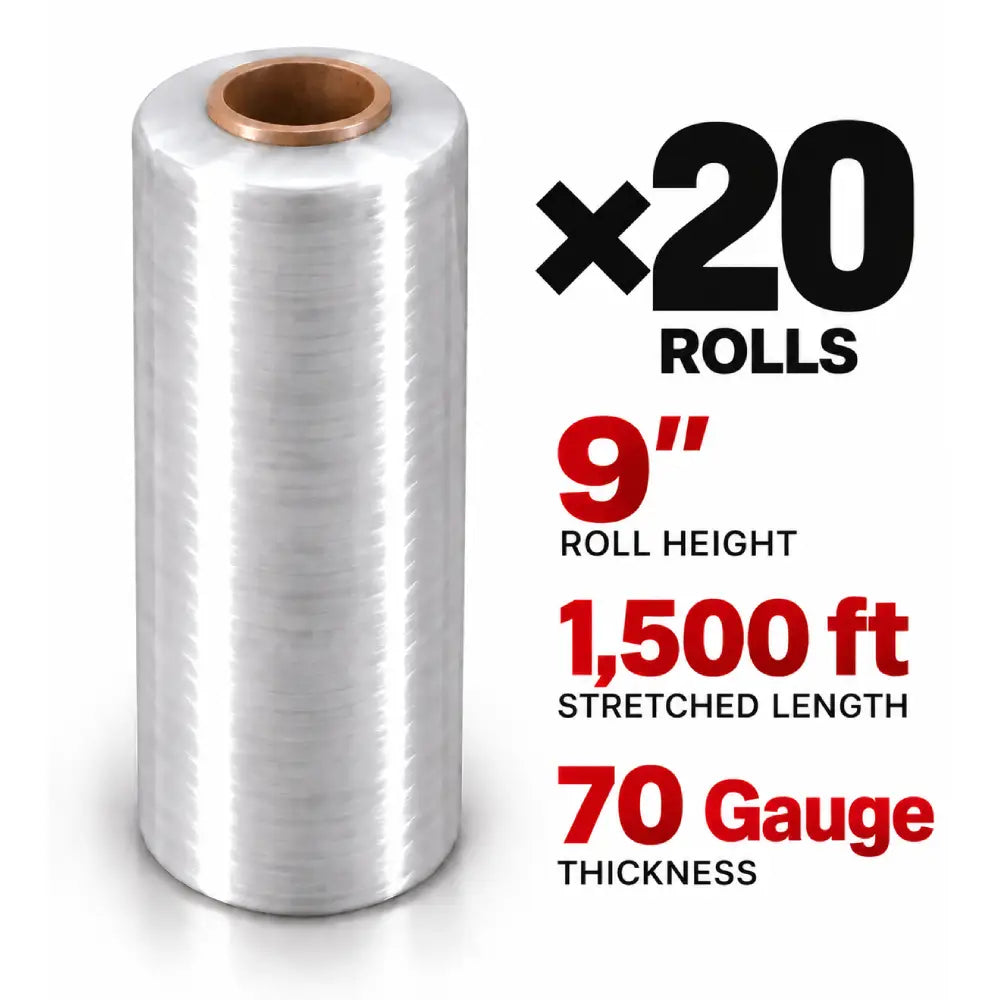 Pellicule étirable 9 po x 1500 pi, calibre 70 — pellicule rétractable