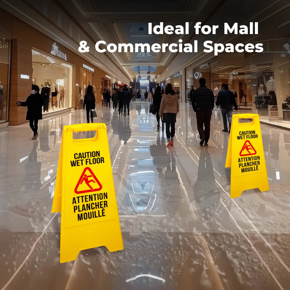 Set of 3 Two Side Foldable Caution Wet Floor Sign