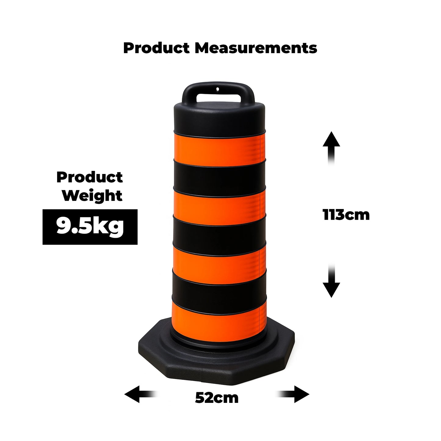 10 Pieces Traffic Barrel |  Black Drum with Orange reflective