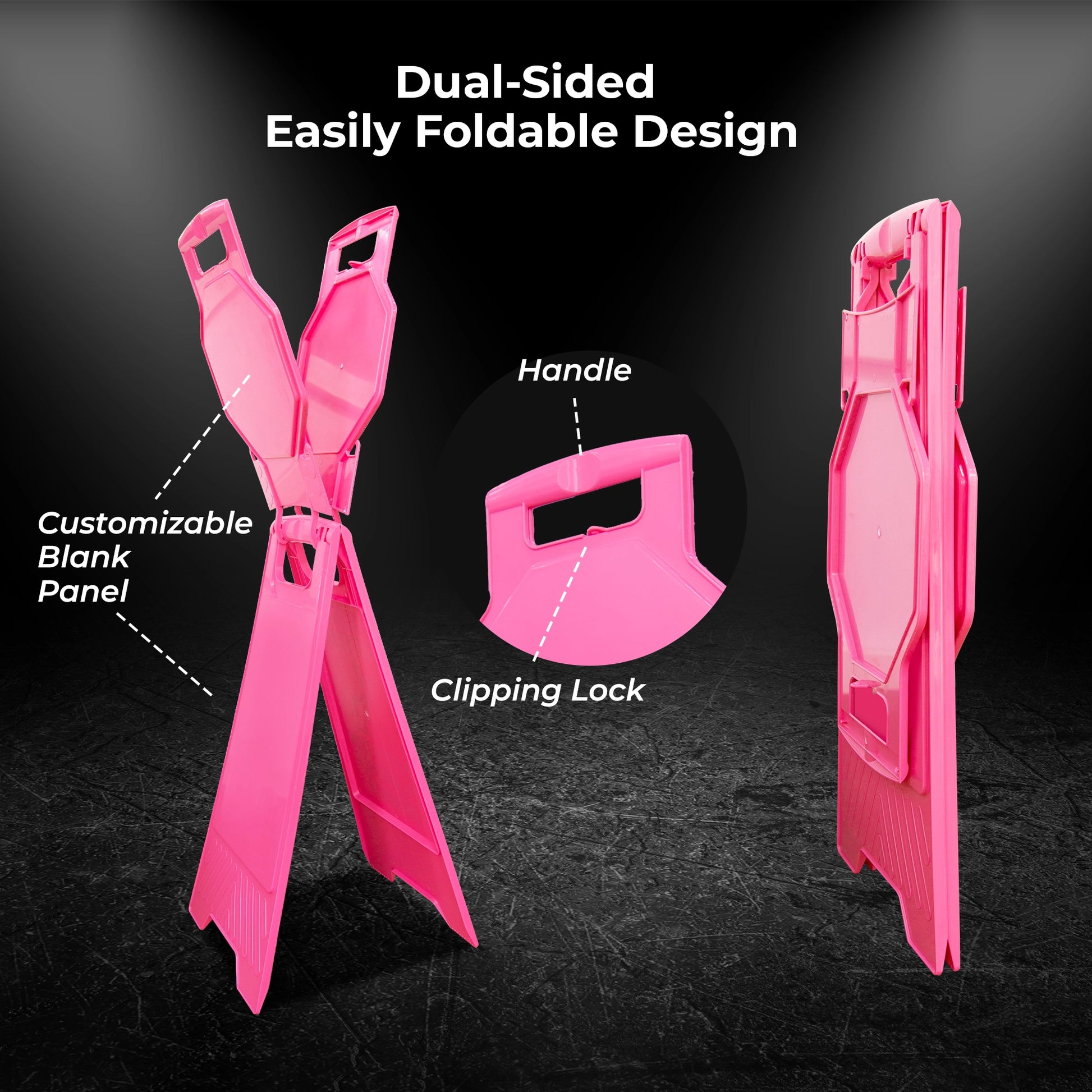 Prepared Sign Pink Pink Blank Caution Floor Sign – Customizable Double-Sided Plate