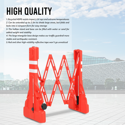 Expandable Barricade - Red | 2.3 Meter Collapsible Plastic Barricade | Foldable Barrier