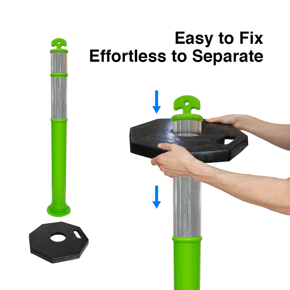 Road safety post with weighted base
