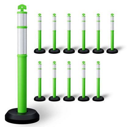 Set of 12 Delineator Posts 110CM with Fillable Base - Green