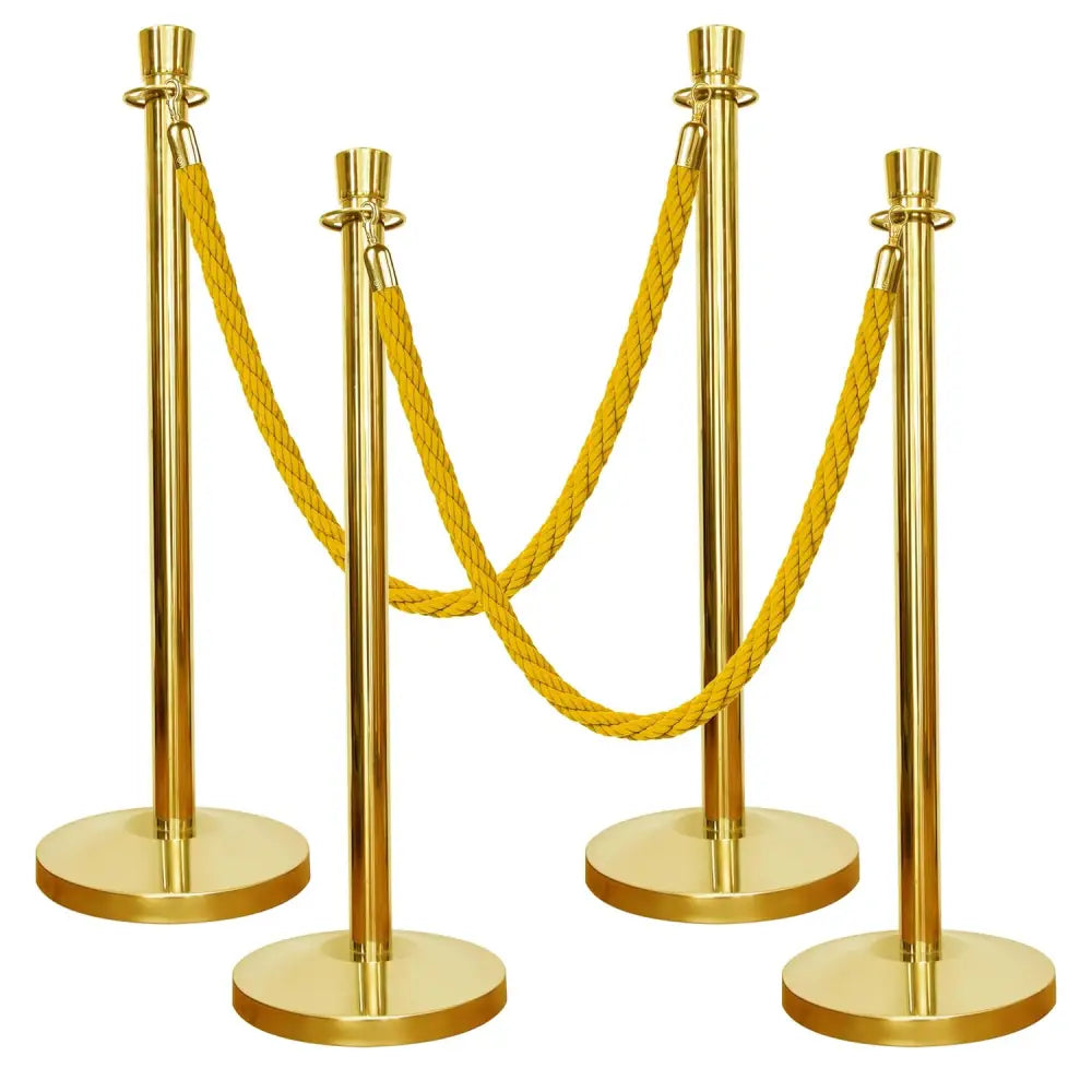 Gold Crowd Control Stanchions 100CM with 1.5M Golden Twisted Rope