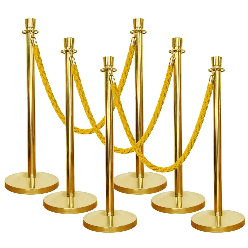 Gold Crowd Control Stanchions 100CM with 1.5M Golden Twisted Rope