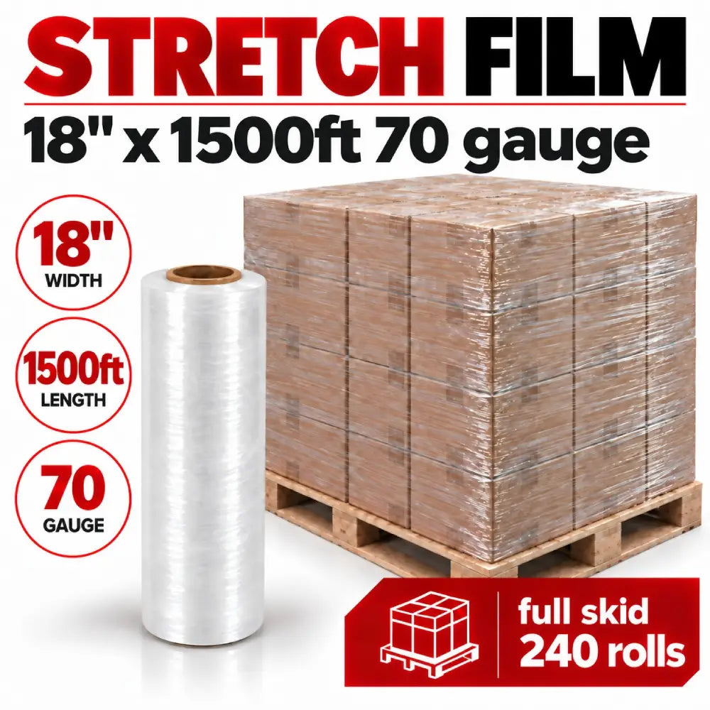 Stretch Film Wrap 18" x 1500 ft 70 Gauge