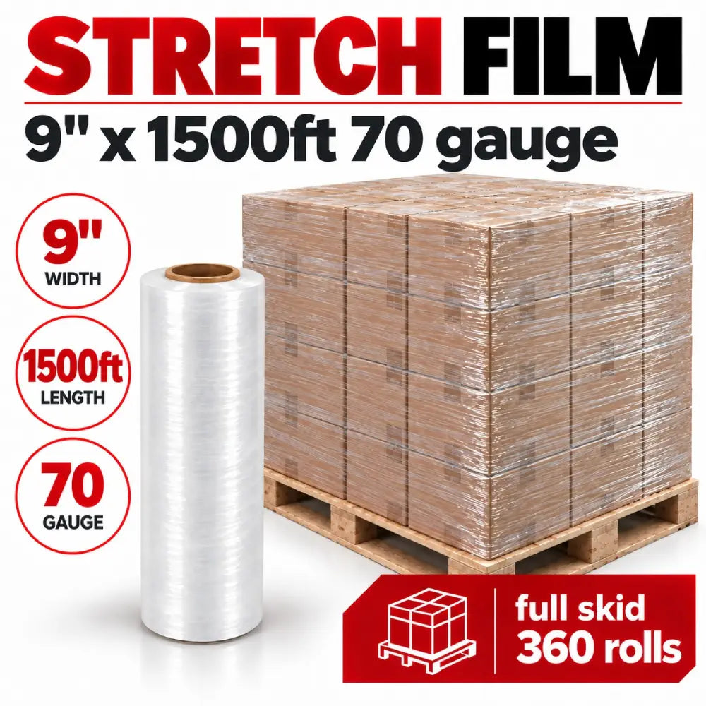 Pellicule étirable 9 po x 1500 pi, calibre 70 — pellicule rétractable
