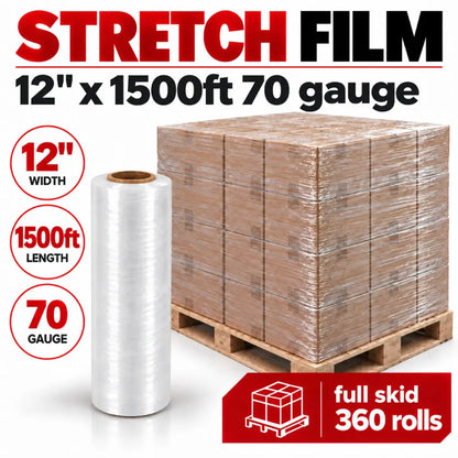 Stretch Wrap 12" x 1500ft 70G Delivered