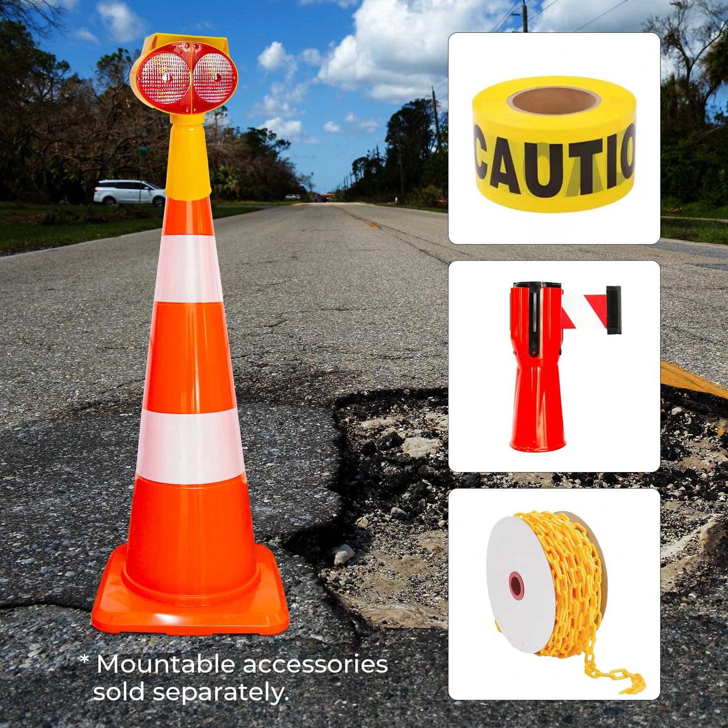 Traffic Safety Road Cone With Attachable