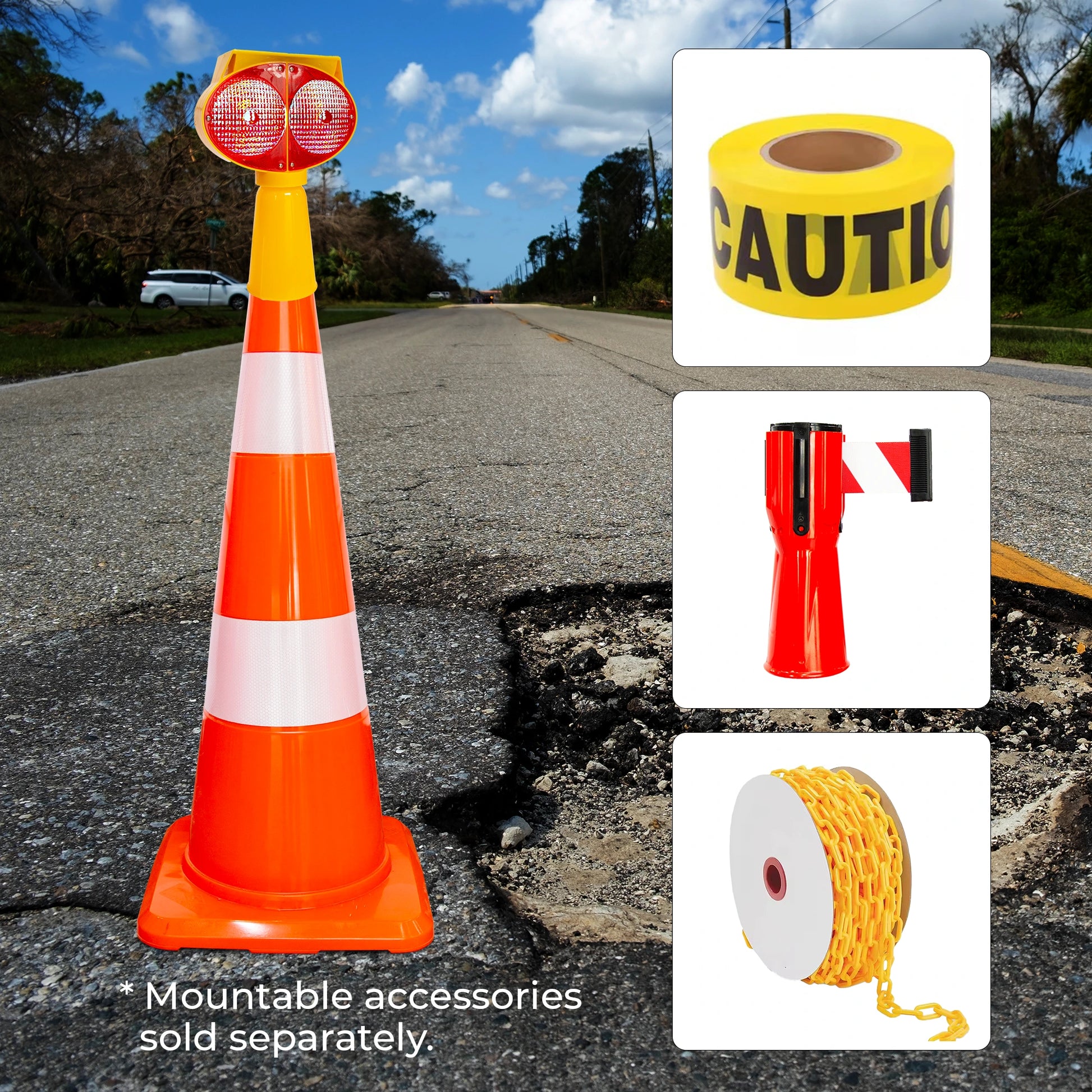 Traffic Safety Road Cone With Attachable