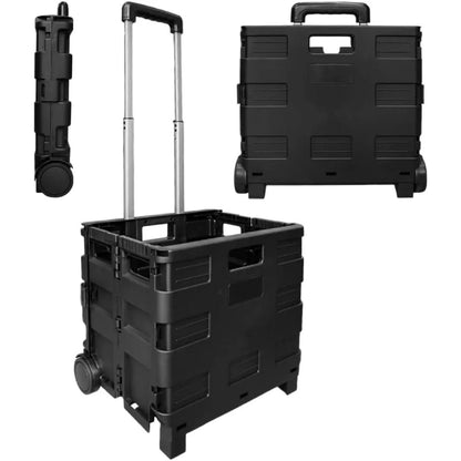 Shopping Trolley Cart 40L Foldable Utility Cart Black