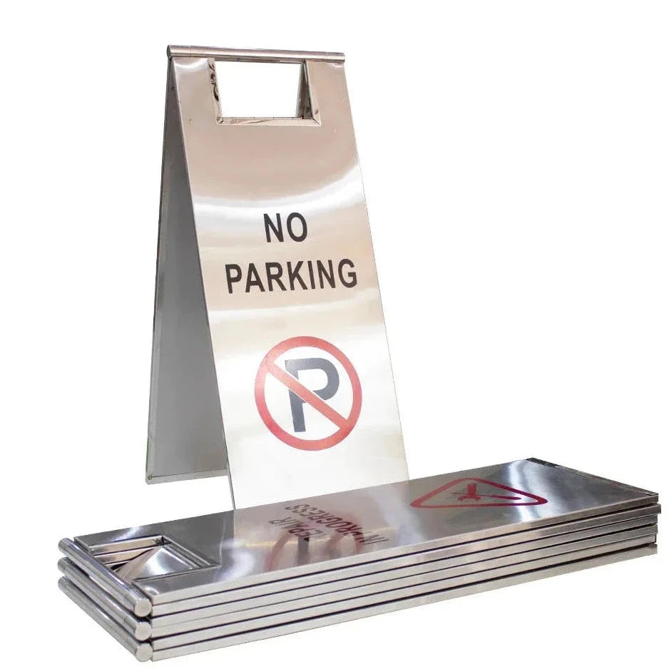 Stainless Steel No Parking Sign - Stackable A-Frame