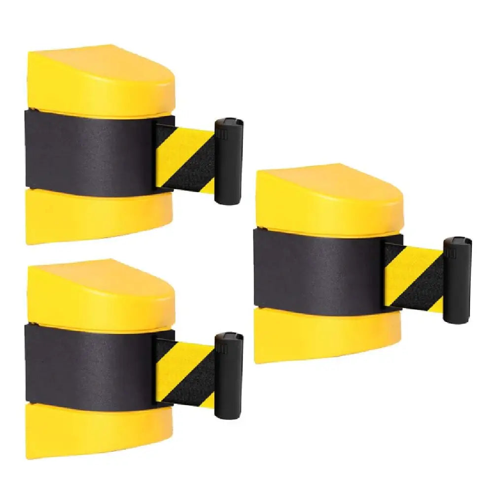 5 Meter Queue Barrier Belt - Yellow Retractable Belt Wall Mount