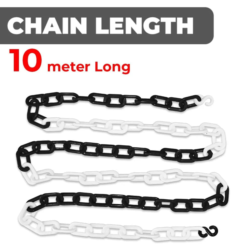 Three lengths of chain labeled '10 meter Long' on a white background