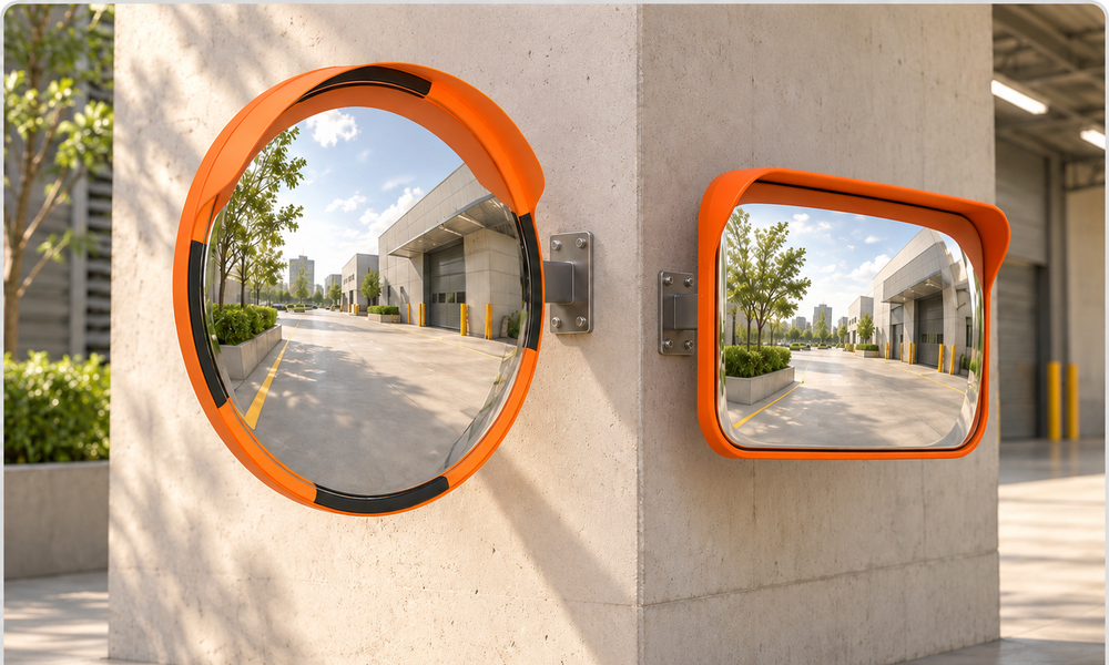 Heavy-duty round and rectangular convex safety mirrors