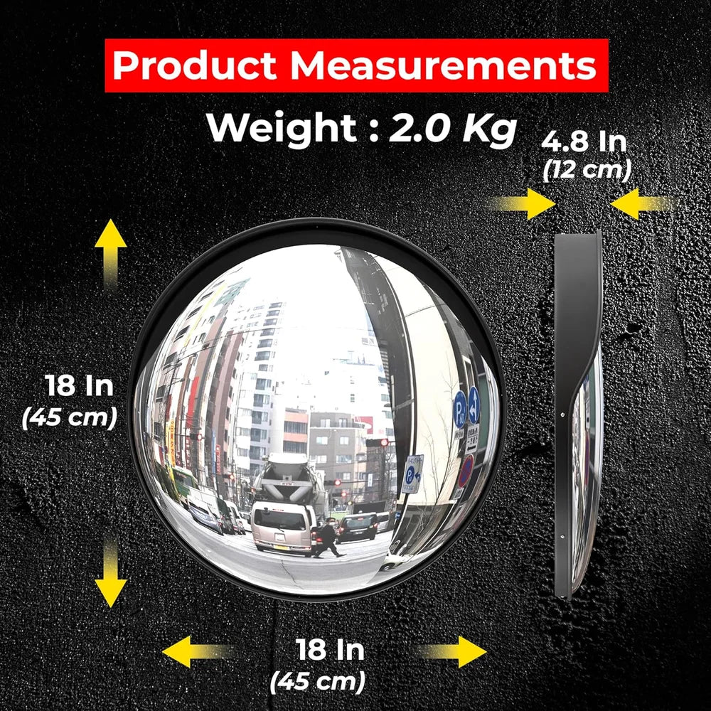black convex mirror for blind spot safety and awareness