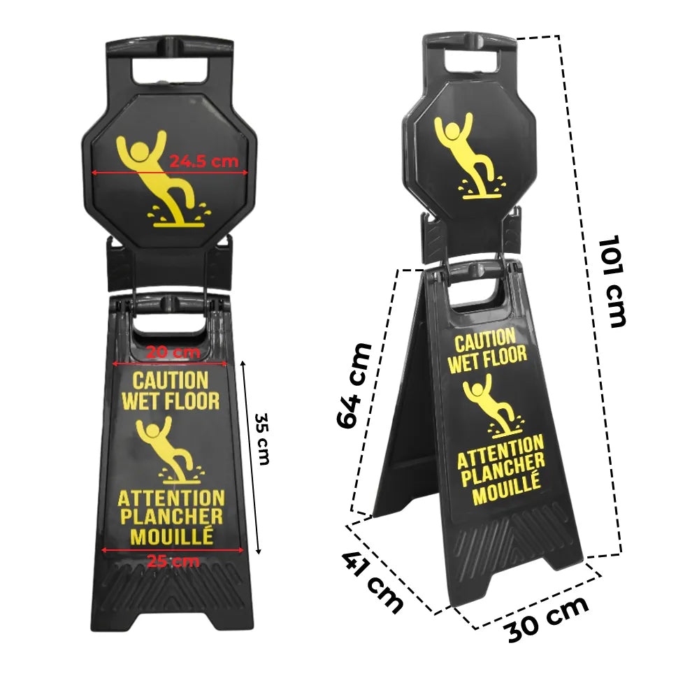 Durable Black Floor Warning Sign