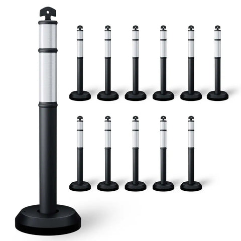 
Ensemble de 12 poteaux délinéateurs de 110 cm avec base à remplir — noirs