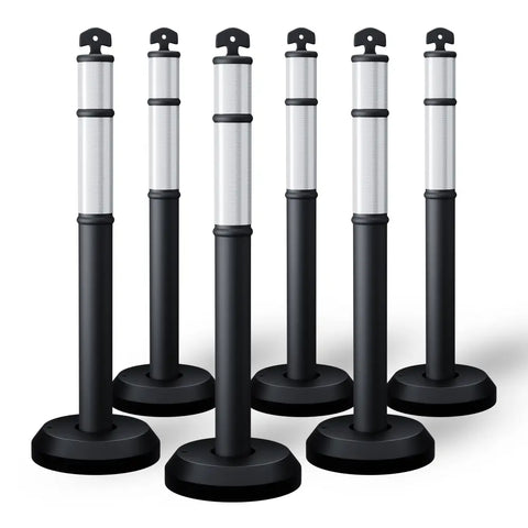 
Ensemble de 6 poteaux délinéateurs de 110 cm avec base à remplir — noirs