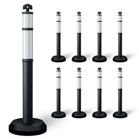 
Ensemble de 9 poteaux délinéateurs de 110 cm avec base à remplir — noirs