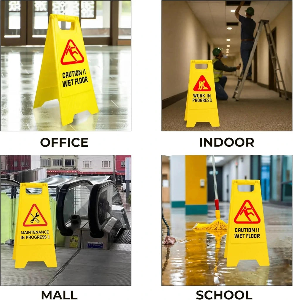 showing yellow warning signs with red triangles 