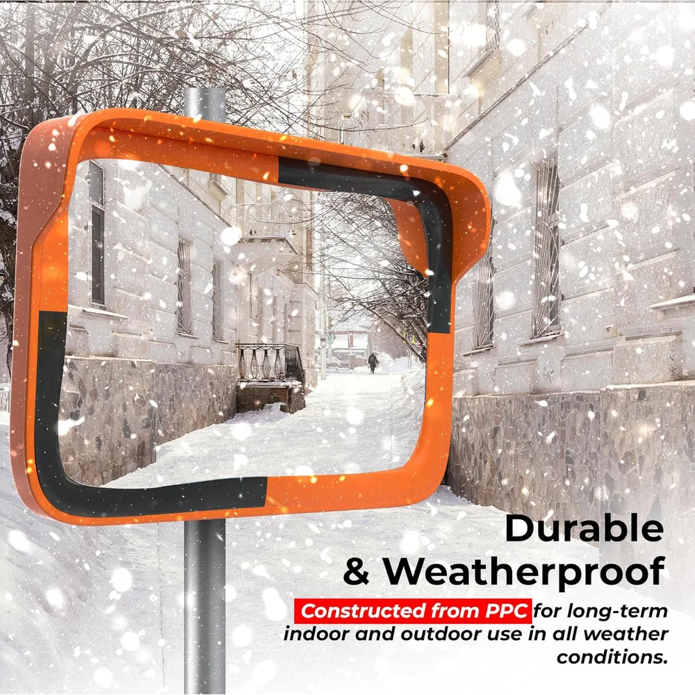 rectangular convex mirror for blind spot safety and visibility