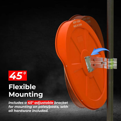 orange convex safety mirror for blind spot monitoring