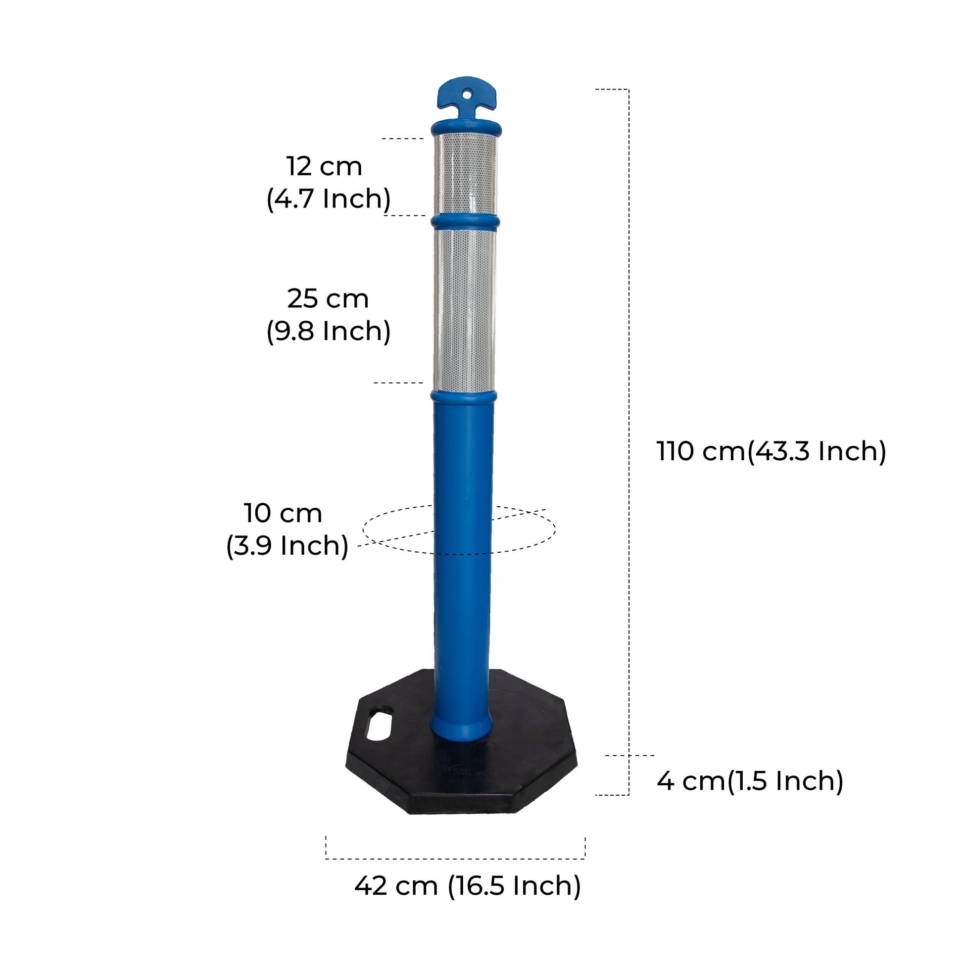 Blue Flexible Delineators Dimensions