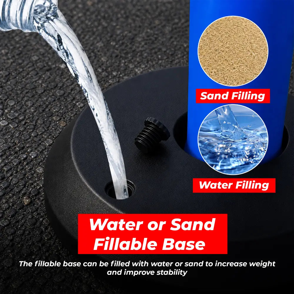 Water or sand fillable base