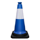 Blue traffic safety warning cone