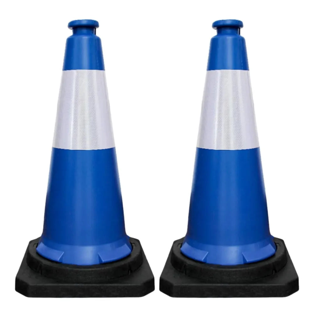 Blue traffic safety cones