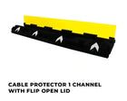 Weather Resistant Cable Protector With Flip Open Lid