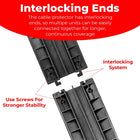 Cable protector with interlocking ends and screws for stability