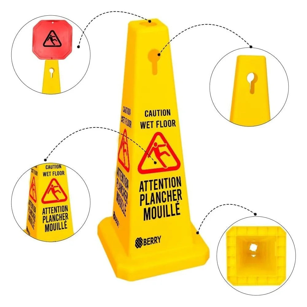 Freestanding Warning Safety Cone Yellow