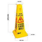 4 Sides Caution Wet Floor Safety Cone