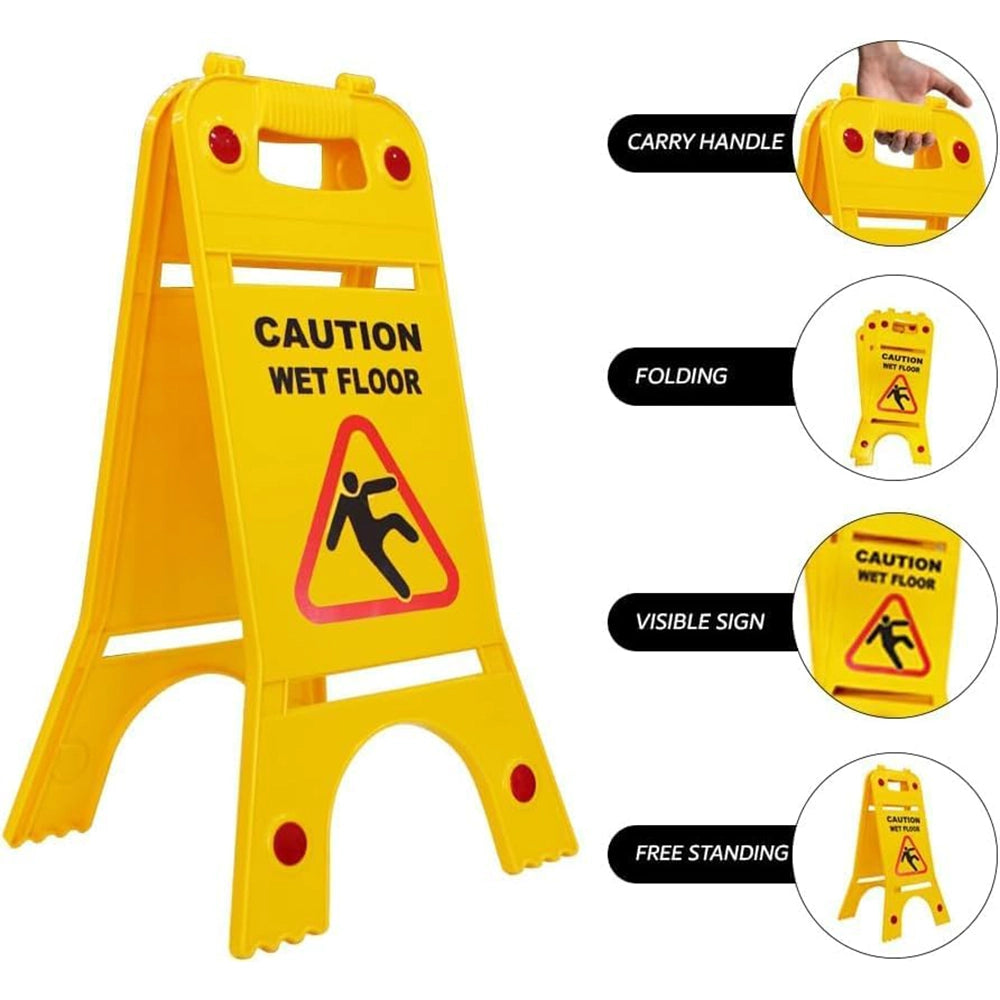 10Pcs Caution wet floor sign yellow | premium slippery floor warning Sign