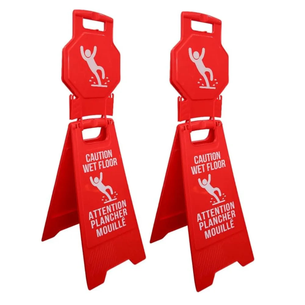 2pcs Caution Wet Floor Red