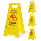yellow caution wet floor sign for slippery surface warning