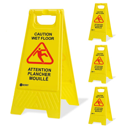 yellow caution wet floor sign for slippery surface warning